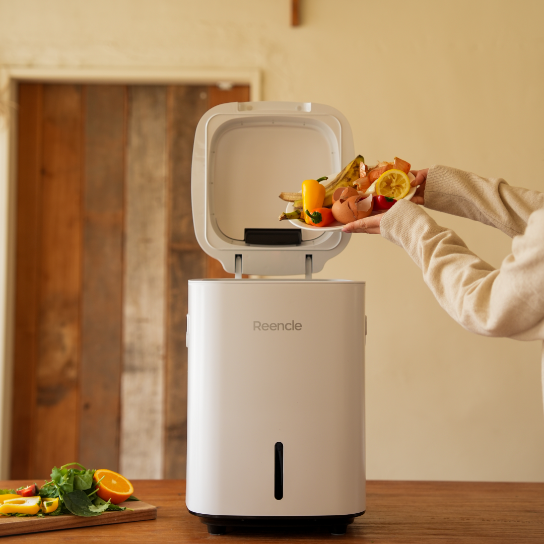 Reencle electric composter turning food scraps into real compost in 30 days
